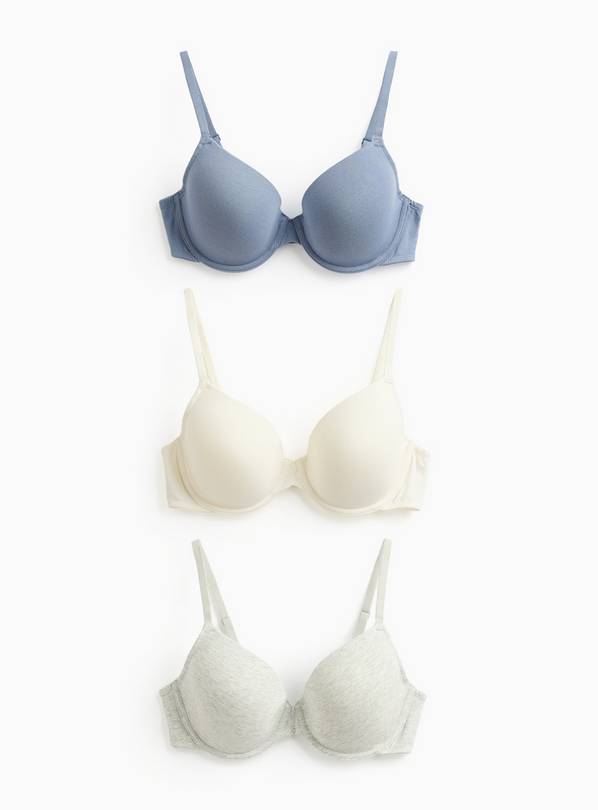 Cotton Blend Padded Full Cup Bra 3 Pack 38E